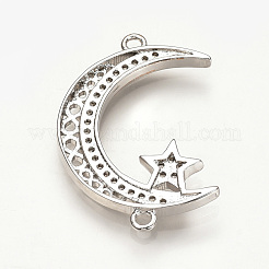 Brass Micro Pave Cubic Zirconia Links&nbsp;ZIRC-T004-04P