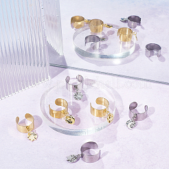 8Pcs 4 Style 304 Stainless Steel Open Cuff Rings Set with Charms&nbsp;RJEW-AB00009