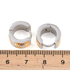Two Tone 304 Stainless Steel Stripe Hoop Earrings&nbsp;EJEW-L307-04GP-03