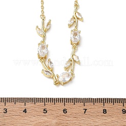 Brass Pave Cubic Zirconia Rose Flower Link Cable Chain Necklaces for Women&nbsp;NJEW-C121-05B-01G