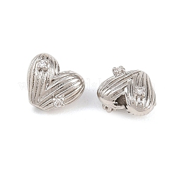 Heart Brass Micro Pave Clear Cubic Zirconia Beads&nbsp;KK-K340-43P
