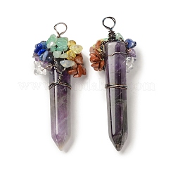 7 Chakra Pointed Natural Amethyst Big Pendants&nbsp;G-C012-01R-09