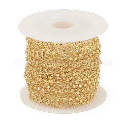 Brass Cube Beaded Link Chains&nbsp;CHC-M025-63G
