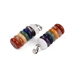 Chakra Theme Natural Amethyst & Topaz Jade & Red Agate & Quartz Crystal & Red Jasper & Lapis Lazuli & Green Aventurine Pendants&nbsp;G-N344-06A