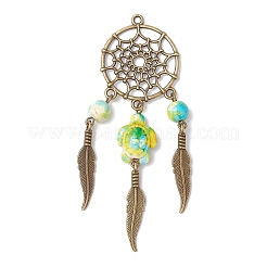 Woven Net/Web with Feather Alloy Pendants&nbsp;PALLOY-JF03979