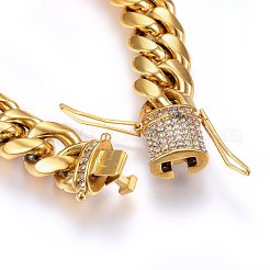 Ion Plating(IP) 304 Stainless Steel Curb Chains Bracelets&nbsp;BJEW-E346-32G