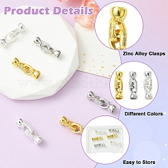 6Pcs 3 Colors Zinc Alloy Micro Pave Clear Cubic Zirconia Fold Over Clasps&nbsp;FIND-CJ0005-11