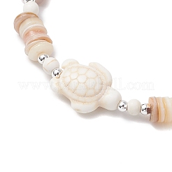 Adjustable Dyed Synthetical Turquoise Beaded Braided Bead Bracelets for Women&nbsp;BJEW-JB11805-01