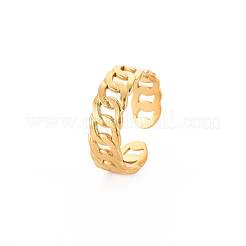 Ion Plating(IP) 304 Stainless Steel Curb Chain Open Cuff Ring for Women&nbsp;RJEW-S405-195G