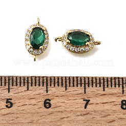 Brass Pave Cubic Zirconia Oval Connector Charms&nbsp;KK-C255-09A-01