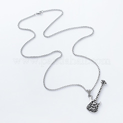 Vintage 304 Stainless Steel Flame Rock Guitar Pendant Necklaces for Men and Women&nbsp;PN9631