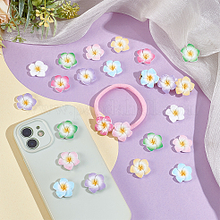 105Pcs 7 Colors Plumeria Flower Opaque Resin Cabochons&nbsp;CRES-UN0001-04
