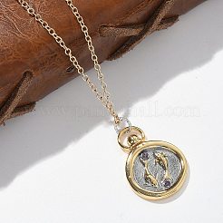 Brass Twelve Constellations Tarot Pendant Necklaces&nbsp;LS-NJEW-Q006-01B-G
