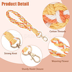 5Pcs 5 Colors Handmade Macrame Cotton Wristlet Bracelet Keychain Pendant Decoration&nbsp;HJEW-GL0001-15