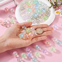 60pcs 6 colors UV Plating Rainbow Iridescent Acrylic Beads&nbsp;OACR-TA0001-21