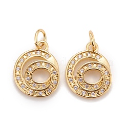 Rack Plating Eco-friendly Brass Micro Pave Clear Cubic Zirconia Charms&nbsp;KK-D072-01G-G-NR