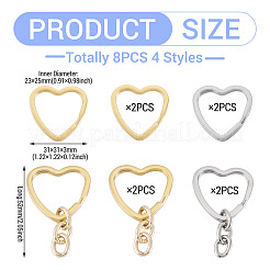 8Pcs 3 Styles 304 Stainless Steel Keychain Clasps&nbsp;STAS-TA0004-78