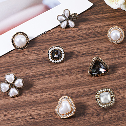 8Pcs 8 Styles Alloy & Glass & ABS Plastic Imitation Pearl Shoe Buckle Clips&nbsp;AJEW-CP0006-84