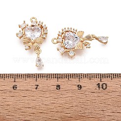 Valentine's Day Brass Micro Pave Clear Cubic Zirconia Pendants&nbsp;KK-N288-13G