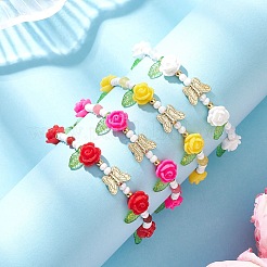 Glass Seed Bead and Resin Braided Bead Bracelets for Women&nbsp;BJEW-MZ00237