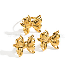 Bowknot Stainless Steel Stud Earrings & Cuff Rings Sets for Women&nbsp;TP4583-3