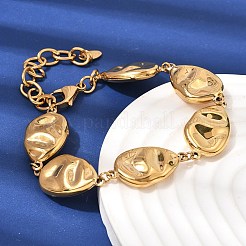 Textured 316L Surgical Stainless Steel Link Chain Bracelets for Women&nbsp;BJEW-D454-03G