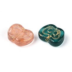Baking Paint and Golden Metal Enlaced Glass Beads&nbsp;DGLA-T004-26M