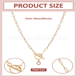 1Pc 304 Stainless Steel Chain & Brass Micro Pave Cubic Zirconia Letter Pendant Necklaces&nbsp;NJEW-LP0001-36O-G