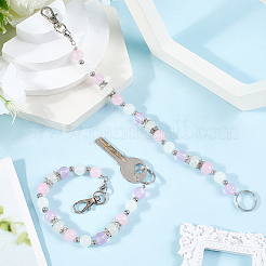 2Pcs Glass Keychain&nbsp;HJEW-SC0002-24