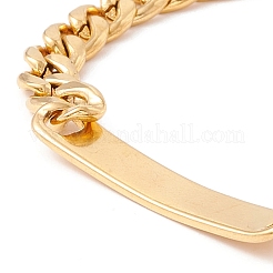 Ion Plating(IP) 304 Stainless Steel Curb Chain with Bar Link Bracelet for Men Women&nbsp;BJEW-F428-01A-G
