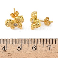 Brass Micro Pave Clear Cubic Zirconia Bowknot Stud Earrings&nbsp;EJEW-A145-02A-G