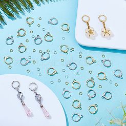 30 Pairs 2 Colors Brass Huggie Hoop Earring Findings&nbsp;KK-ME0003-68