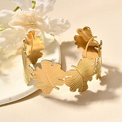 304 Stainless Steel Open Cuff Bangles for Women&nbsp;BJEW-Z083-02G-07