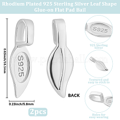 2Pcs 925 Sterling Silver Glue-on Flat Pad Bails&nbsp;STER-BBC0009-30
