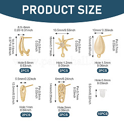 10Pcs 5 Styles Brass Stud Earring Findings&nbsp;KK-TA0002-82