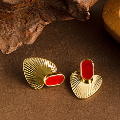 Oval with Heart Alloy Dangle Stud Earrings&nbsp;FS-WG677E1-01