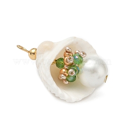 Natural Shell & Round Glass Pendants&nbsp;PALLOY-MZ00912-06