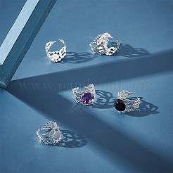 30Pcs Brass Filigree Open Cuff Ring Shanks&nbsp;KK-UN0001-90