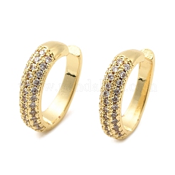 Brass Micro Pave Clear Cubic Zirconia Oval Cuff Earrings&nbsp;EJEW-F382-02G