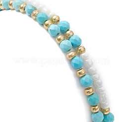 2Pcs 2 Style Natural Howlite & Glass Seed Round Beaded Stretch Bracelets Set for Women&nbsp;BJEW-JB09332