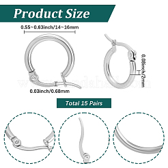 15 Pairs 304 Stainless Steel Hoop Earrings&nbsp;EJEW-SC0002-05