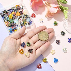 2 Strands Handmade Millefiori Glass Heart Bead Strands&nbsp;LK-CJ0001-01