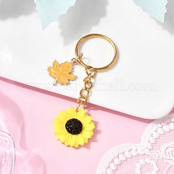 Alloy Enamel Leaf with Flower Pendant Keychains&nbsp;KEYC-JKC01432