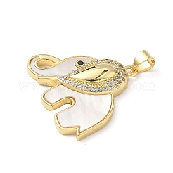 Brass Micro Pave Cubic Zirconia Shell Pendants&nbsp;KK-L239-010G