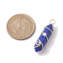 Natural Lapis Lazuli Double Terminal Pointed Pendants&nbsp;PALLOY-JF02673-04