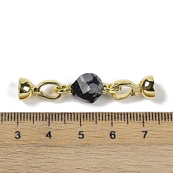 Natural Snowflake Obsidian with Brass Fold Over Clasps&nbsp;G-G141-02G-15