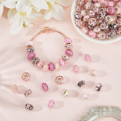100Pcs Printed Transparent Resin European Beads&nbsp;RESI-PA0001-18B