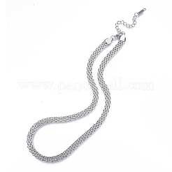 Non-Tarnish 304 Stainless Steel Mesh Chains Necklace for Men Women&nbsp;LS-NJEW-N052-03P