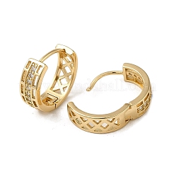 Brass Micro Pave Cubic Zirconia Hoop Earring&nbsp;EJEW-L271-20KCG-08