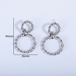 Twisted Double Circle Brass Stud Earrings&nbsp;YE9789